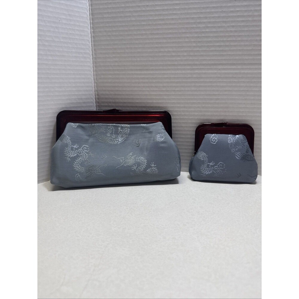Chinese Brocade Cosmetic And Coin Purse In Original Box